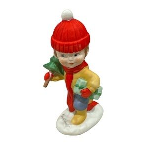 Vintage Jane McDowell Our Kids Collection Christmas Surprise Figurine Boy w/tree